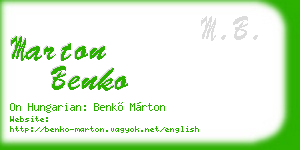 marton benko business card