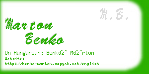 marton benko business card